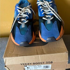 Yeezy Men Sneakers in Blue and Orange